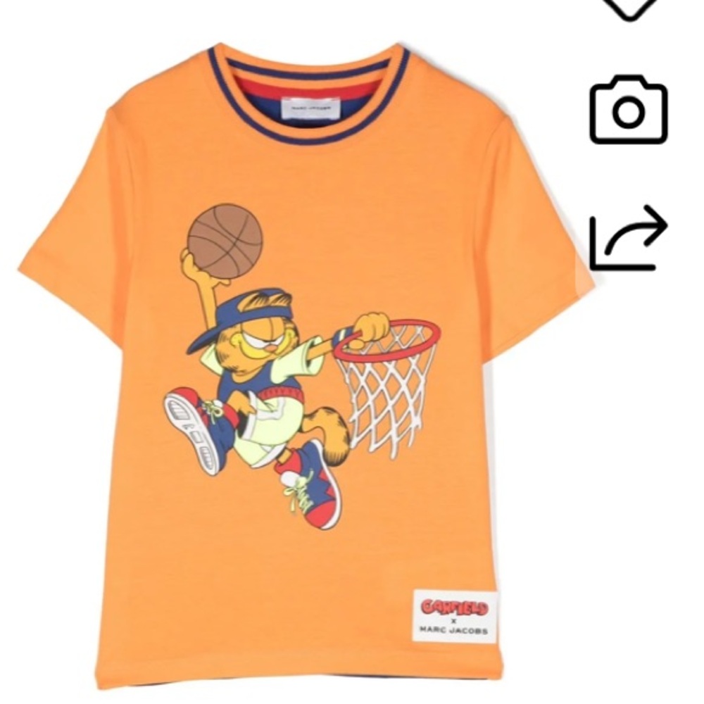 MARC JACOBS X Garfield Kids' Graphic-print Short-sleeved T-shirt In Orange